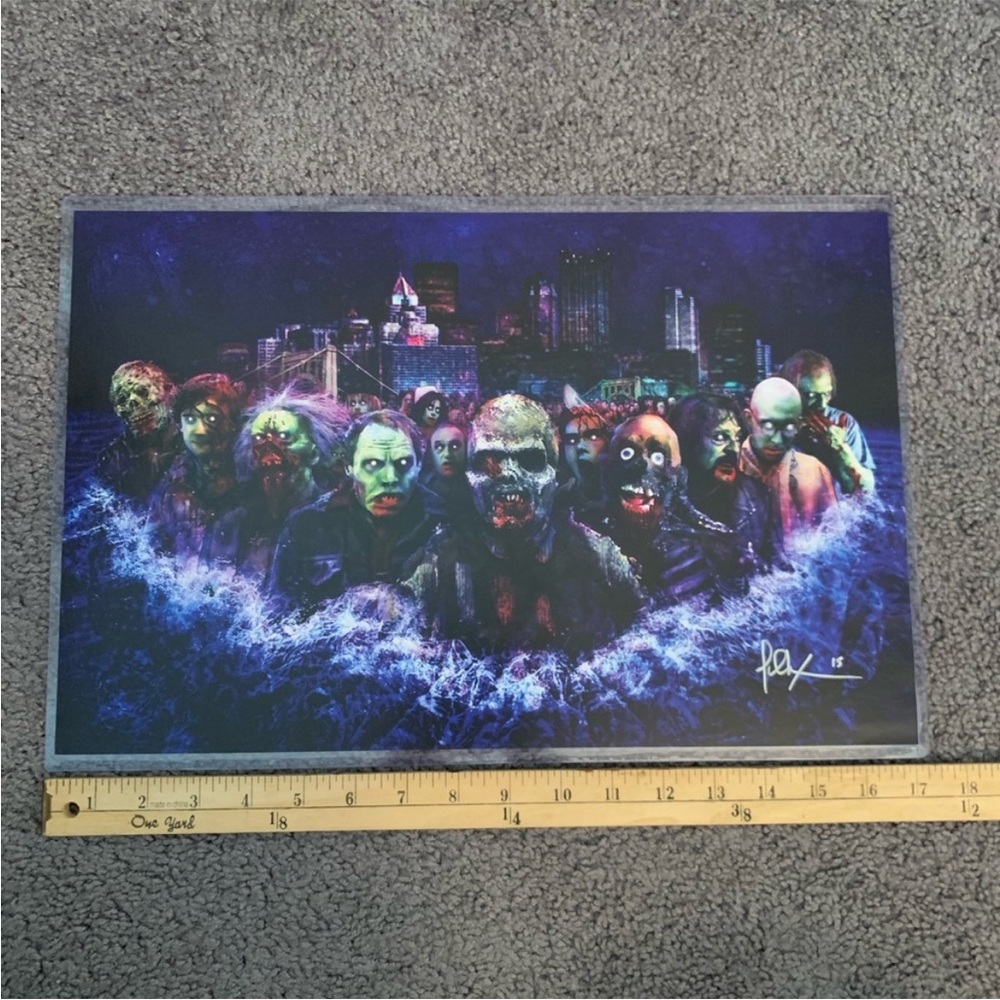 Zombie Horde Art Print with Cityscape